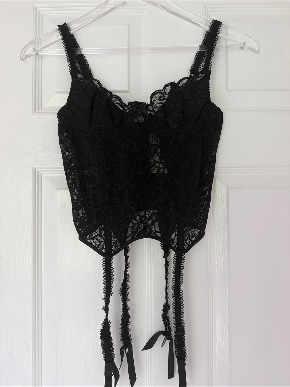 Victoria's Secret Black Lace Bustier with Garters